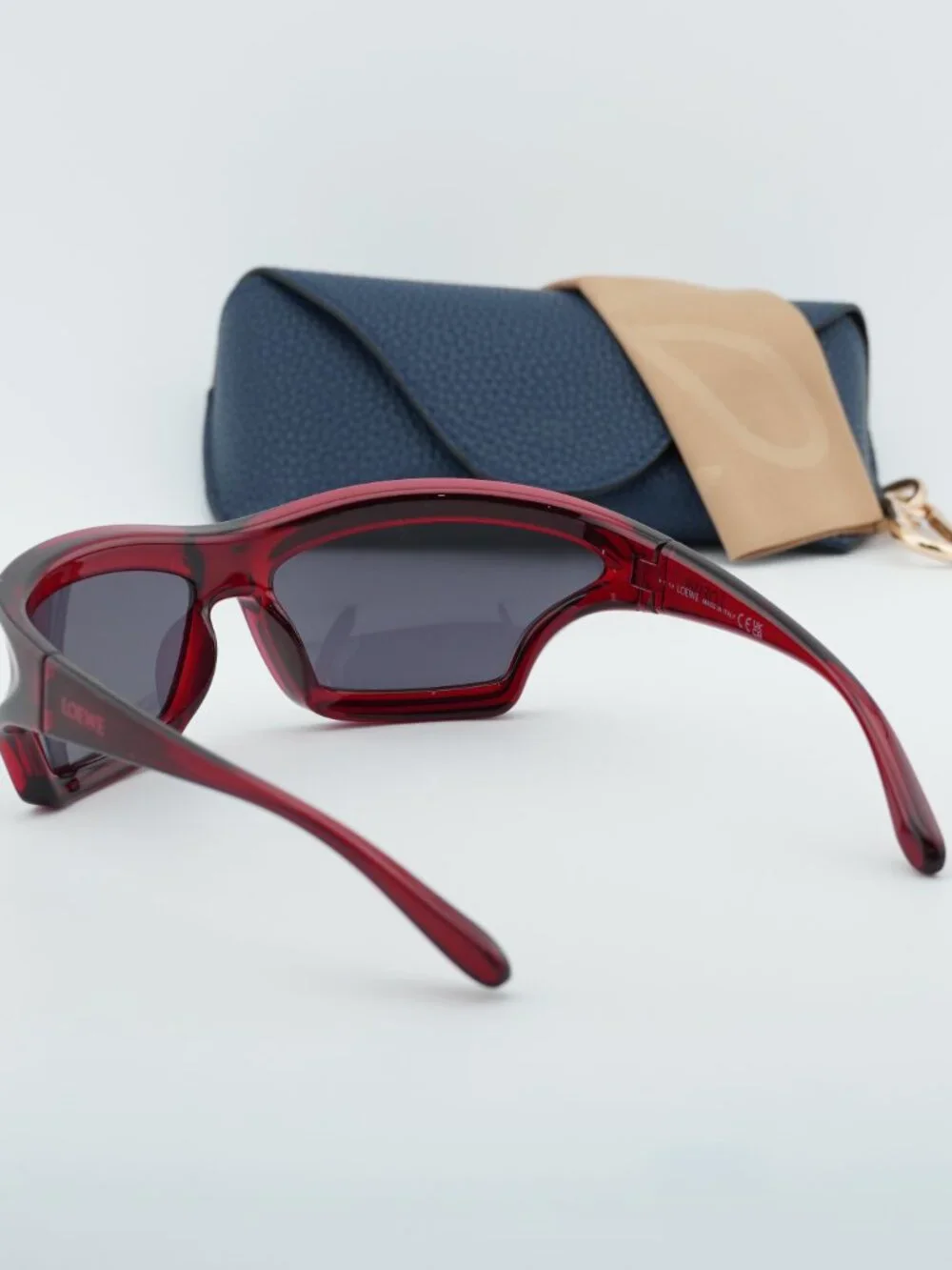 Loewe LW40143U 66A Rectangle Sunglasses - Shiny Red / Grey